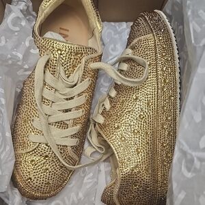 INC International Concepts Gold Embellished Sneakers Size 6 Comfort Gallor